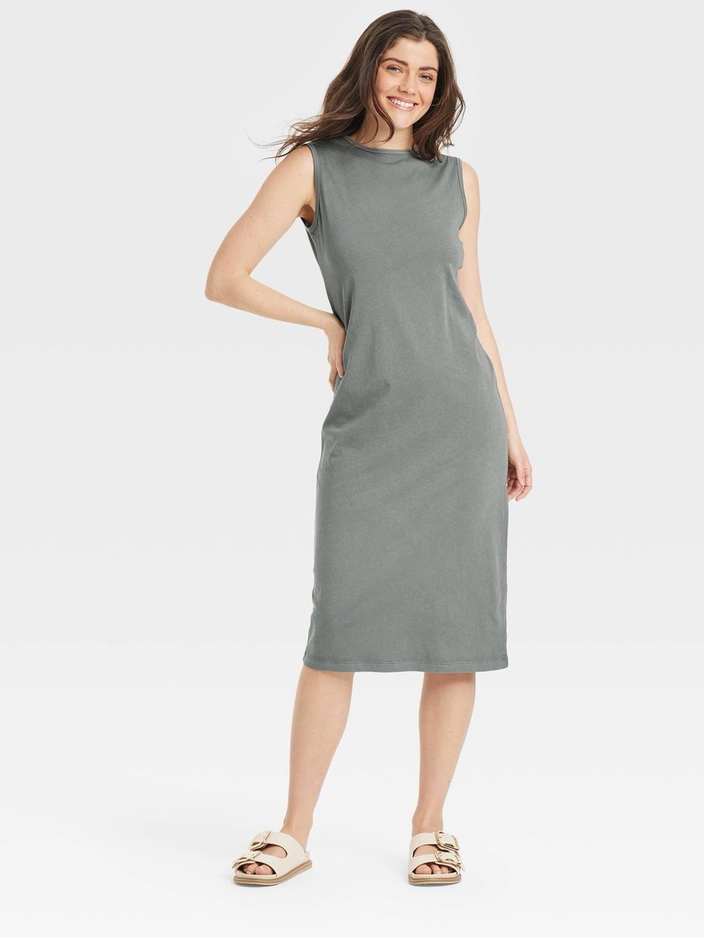 NWT Universal Thread Maxi Dress Medium Gray Sleeveless Casual Tank Dress